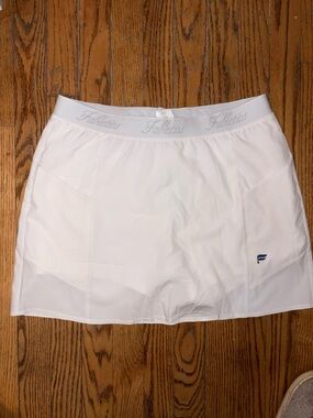 Fabletics White Athletic Skirt with Subtle Logo